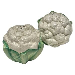 Vintage Fitz and Floyd Majolica Cauliflower Salt & Pepper Shaker 1989 Japan Set